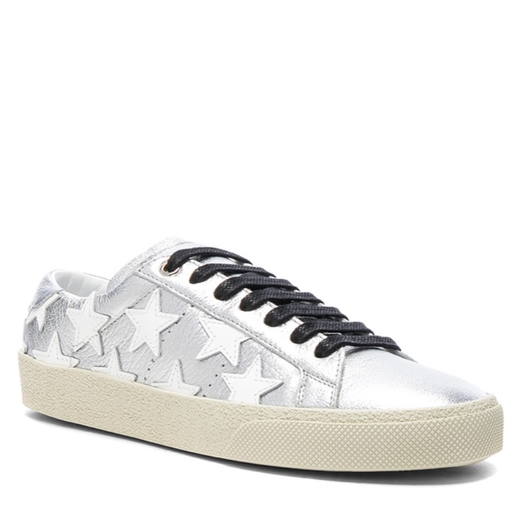 Saint Laurent Court Classic Leather Star Sneakers